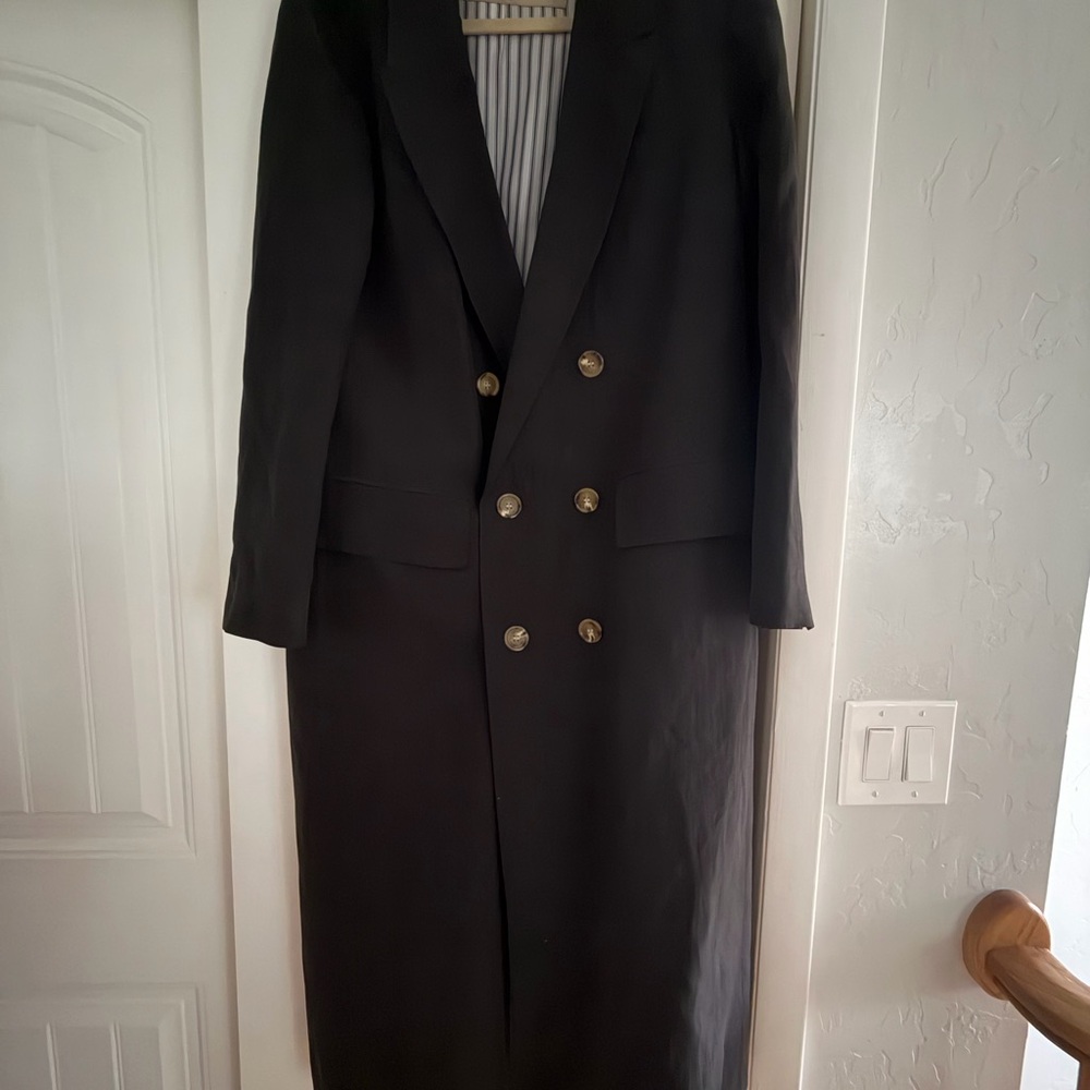 Burberry Black Trench Coat with Gold Buttons